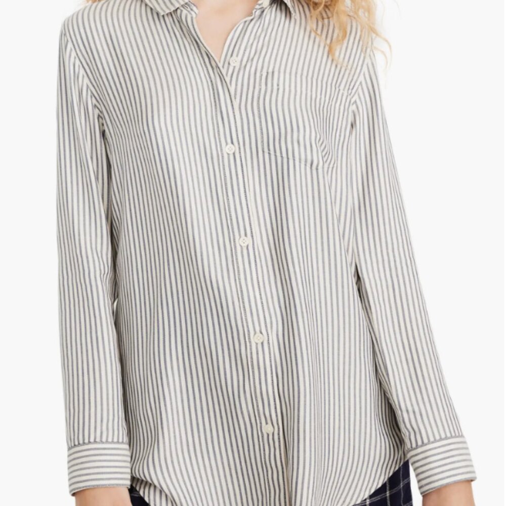 Madewell Classic Ex-Boyfriend Stripe Shirt Medium, BLUE MOON